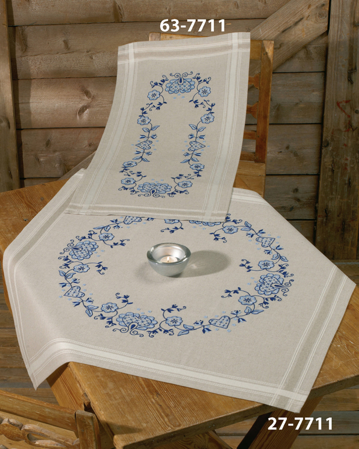 27-7711 Blå 1/2 lin 80x80cm