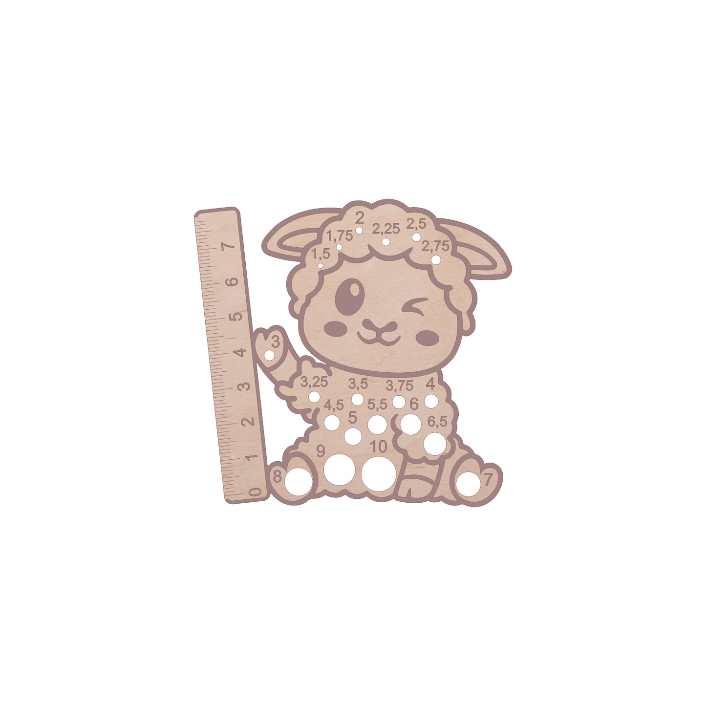 Stickmått “Baby sheep with ruler”