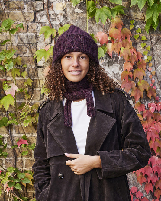 892521 Mössa och Halsduk i resårstickning